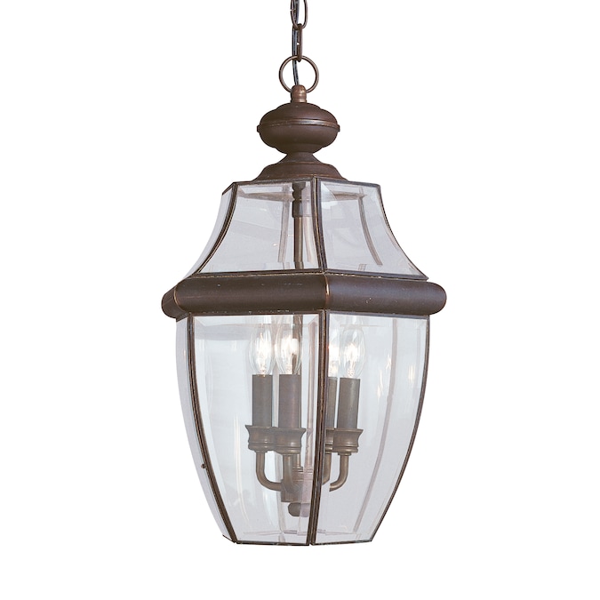 Generation Lighting Lancaster 3-Light Antique Bronze Transitional Beveled Glass Lantern Medium Outdoor Hanging Single
