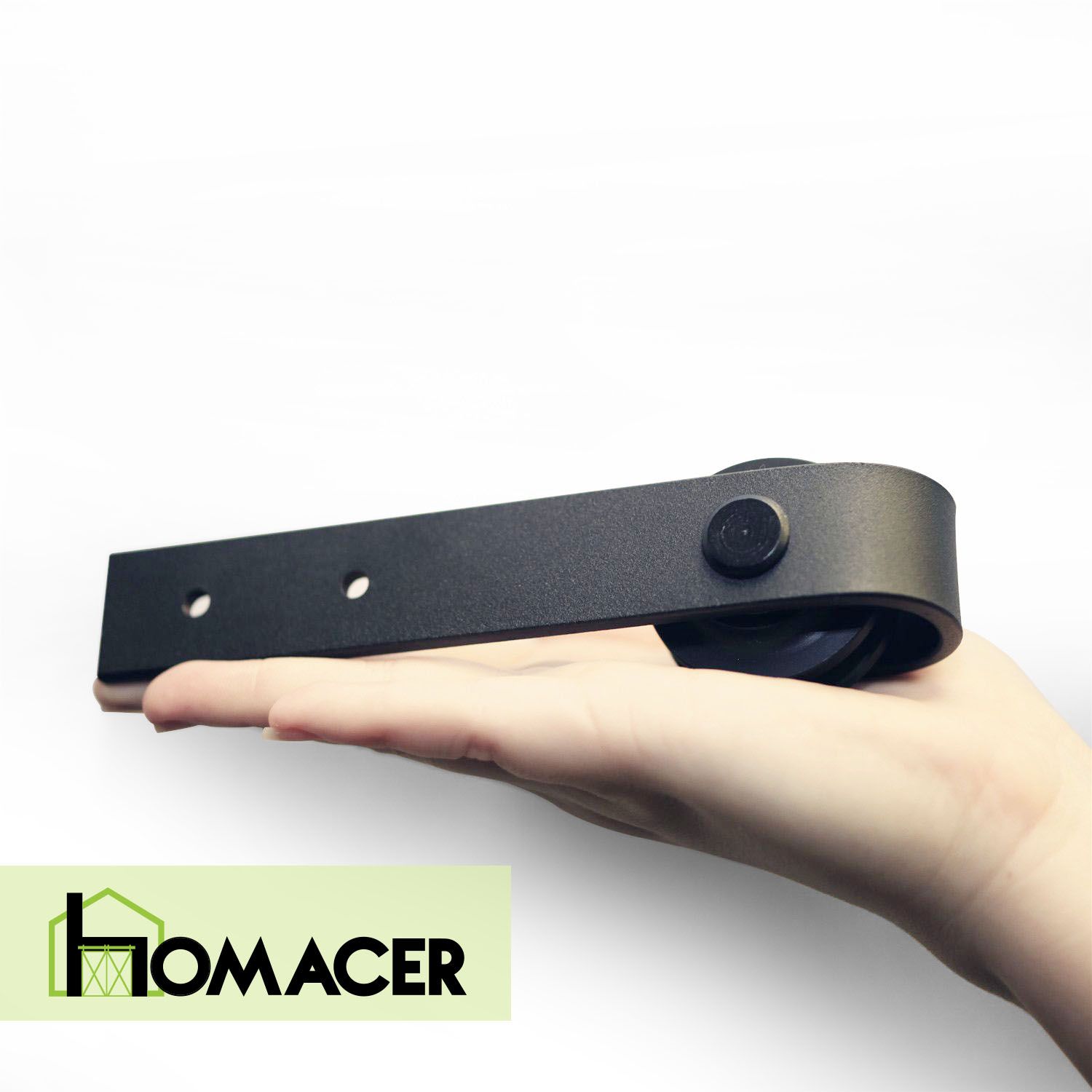 102-in Rustic black Black Indoor J-strap Single Barn door hardware kit - Image 4