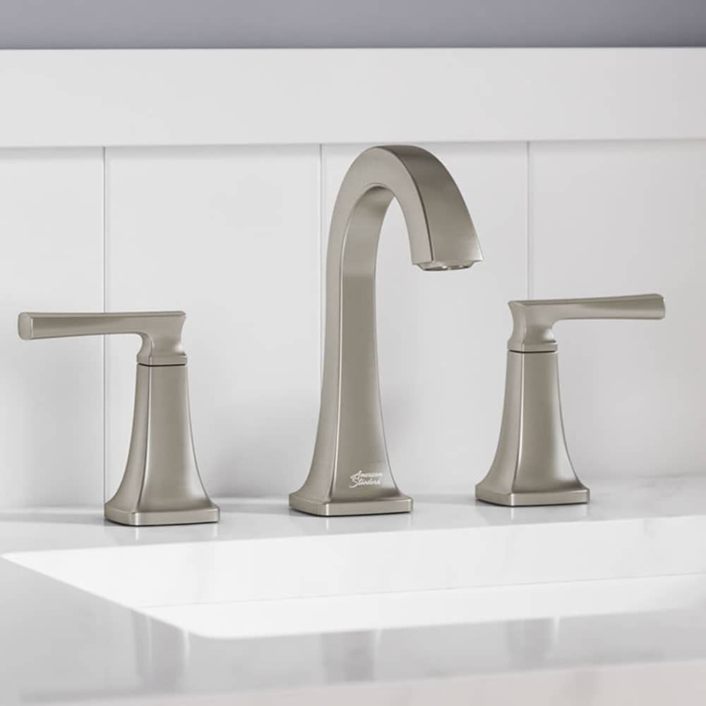 Belmeade Brushed Nickel Widespread 2-handle WaterSense High-arc Residential Handle Bathroom Sink Faucet with Drain