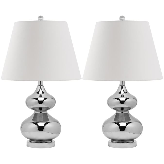 Safavieh Eva Modern/Contemporary Medium Base (e-26) Lamp Set with White Shades