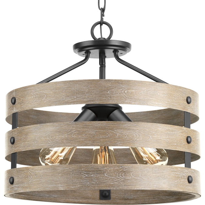 Progress Lighting Gulliver 3-Light 17-in Black Semi Flush Mount Light - Image 6