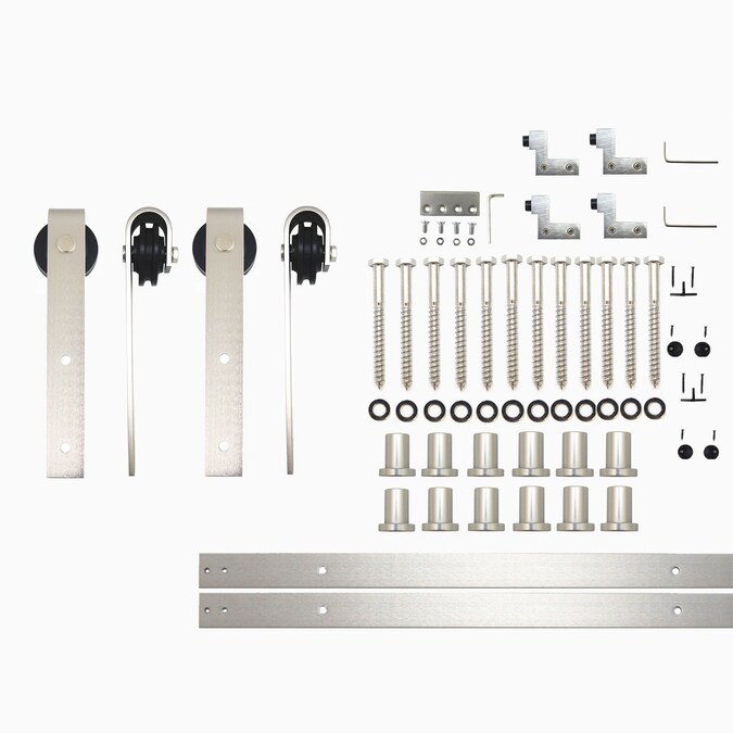 HOMACER 192-in Brushed Nickel Indoor J-strap Double Barn Door Hardware Kit
