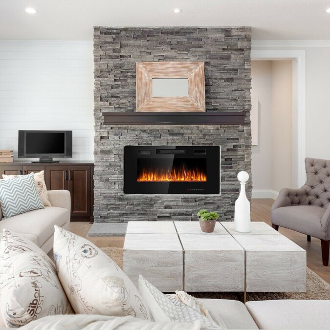GZMR 24.61-in W Black LED Wall-mount Electric Fireplace with Remote Control Included - Image 4