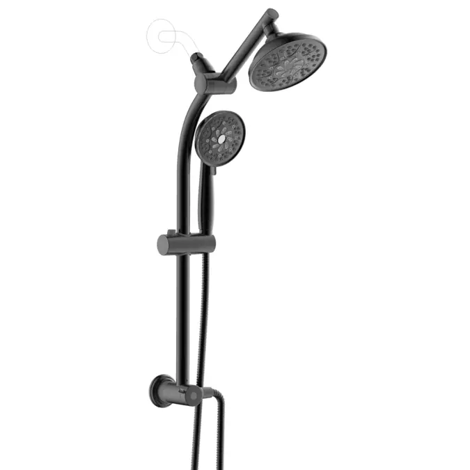 allen + roth Matte Black 5.98-in Shower Faucet Bar System with 2-way Diverter
