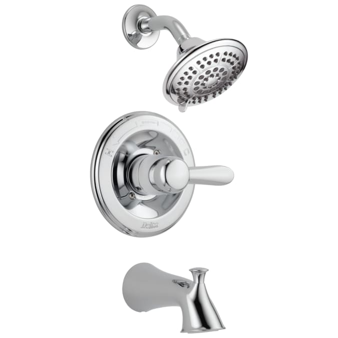 Delta Lahara Chrome 1-handle Multi-function Round Bathtub and Shower Faucet Valve Included