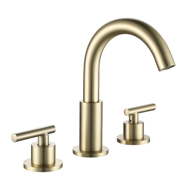 WELLFOR Brushed Gold Widespread 2-Handle Swivel Bathroom Sink Faucet