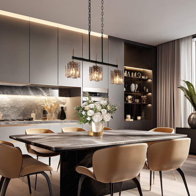 LNC Tucana 3-Light Modern/Contemporary Ribbed Glass Linear LED Large Hanging Pendant Light - Image 2