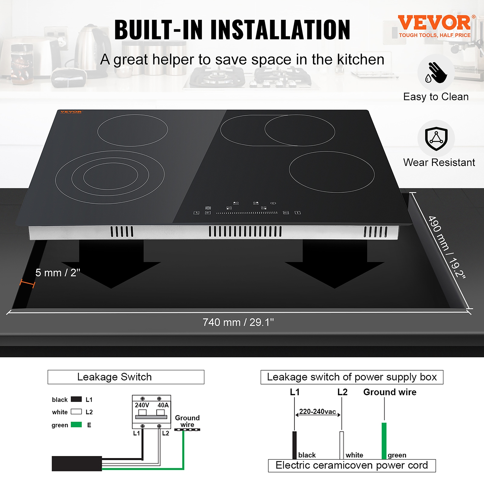 Ceramic Glass Stove 7200W 30-in 4 burners Smooth Surface (Radiant) Black Electric Cooktop - Image 7
