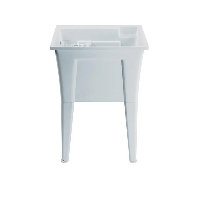 RuggedTub 24.25-in x 22-in 1-Basin White with Gray Speckles Freestanding Utility Tub - Image 3