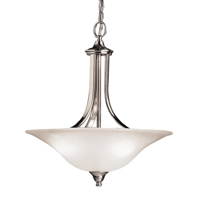 Kichler Dover 3-Light Brushed Nickel Transitional Seeded Glass Bowl Medium Hanging Single