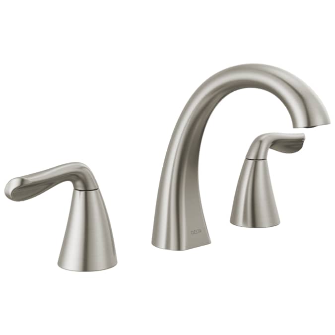 Delta Arvo Spotshield Brushed Nickel Widespread 2-Handle WaterSense Bathroom Sink Faucet with Drain