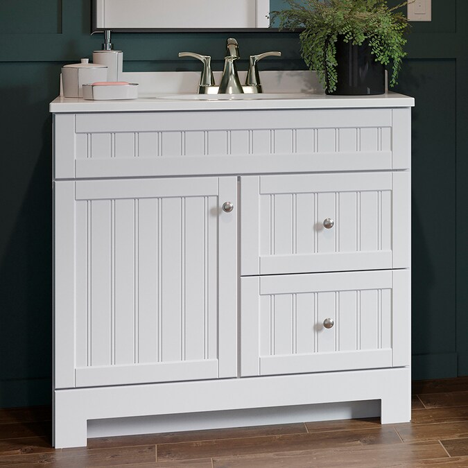 Style Selections Ellenbee 36-in White Single Sink Bathroom Vanity with White Cultured Marble Top