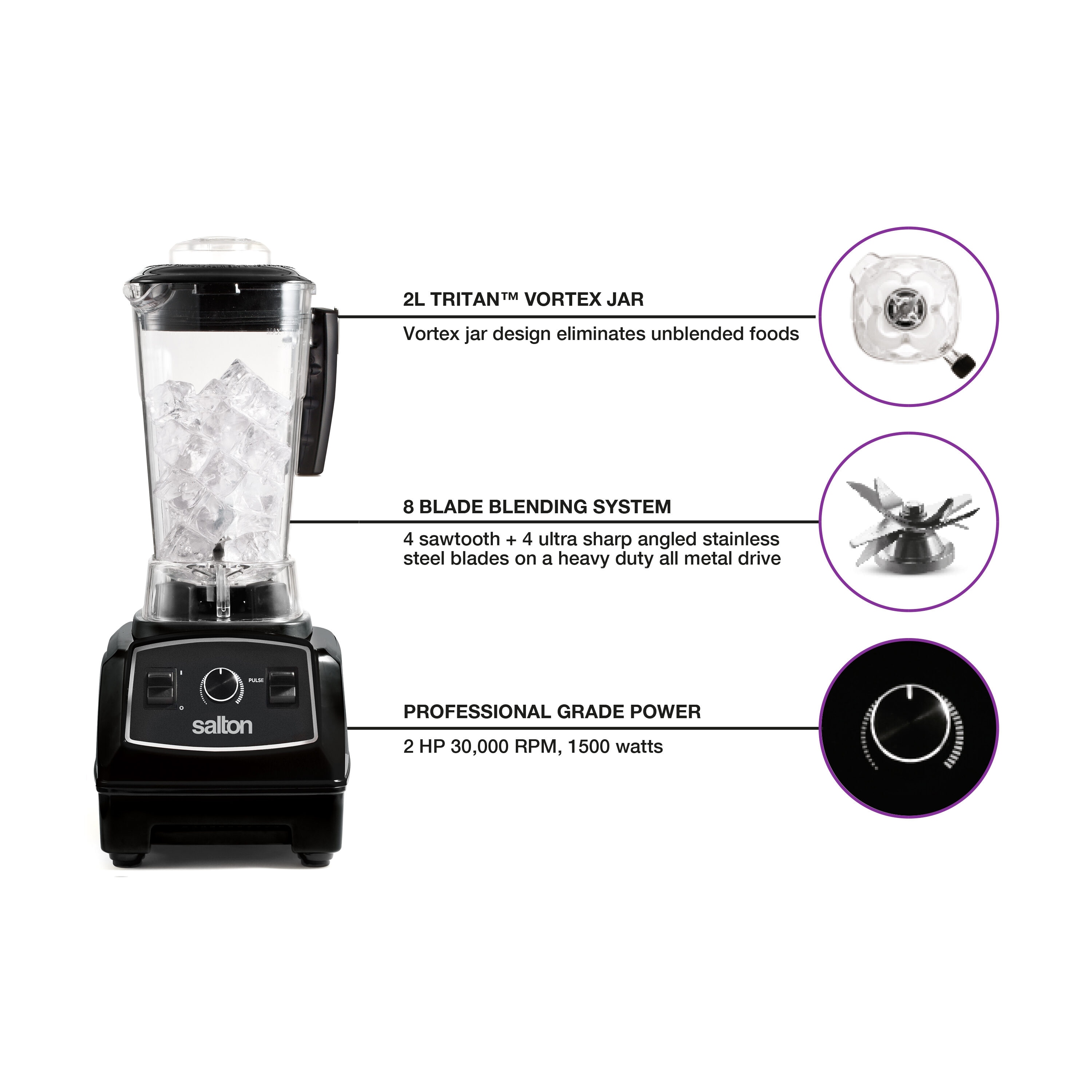 67.6-oz 50 -Speed Countertop blender ( Black ) - Image 3