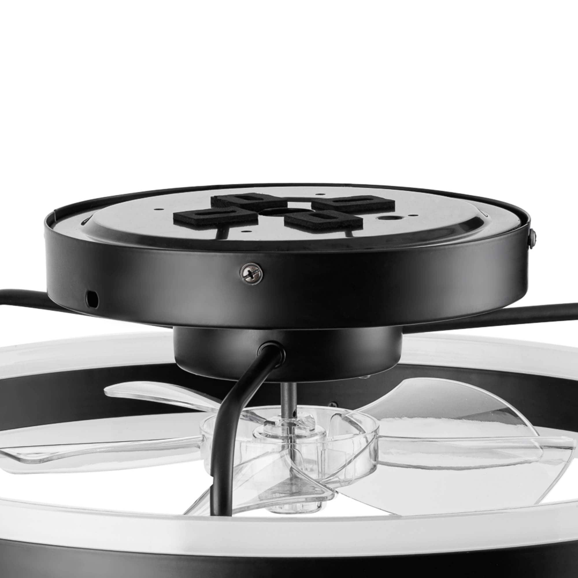 Edenmore 20-in Color-Changing Integrated LED Flush Mount Matte Black with Clear Blades Fandelier Ceiling Fan With Light - Remote Included ( 5 -Blade ) - Image 12