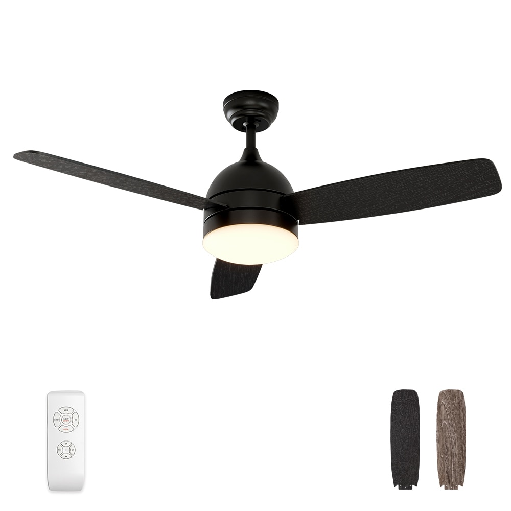 Breeze 48-in Color-Changing Integrated LED Black/Spray Lacquer with Matte Blades Ceiling Fan With Light - Remote Included ( 3 -Blade )