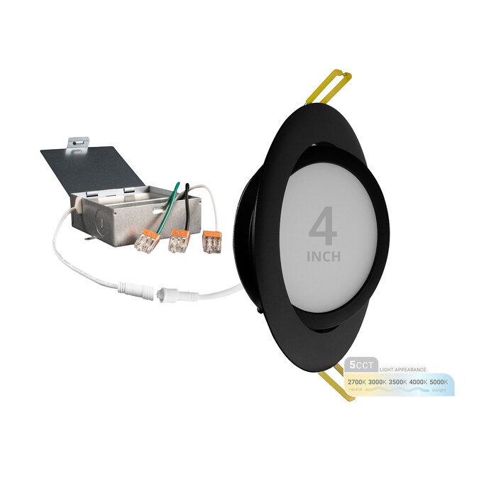 NUWATT Ultra Slim Gimbal Adjustable Lens Black 4-in 630-Lumen Switchable Round Dimmable LED Canless Recessed Downlight (12-Pack) - Image 2