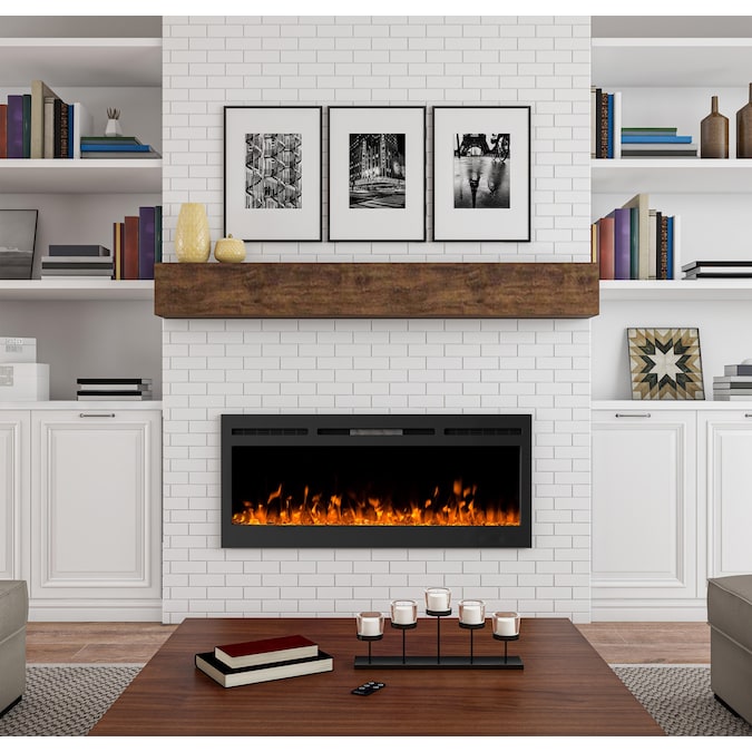 Hastings Home 50-in W Black Fan-forced Wall-mount Electric Fireplace with Remote Control Included