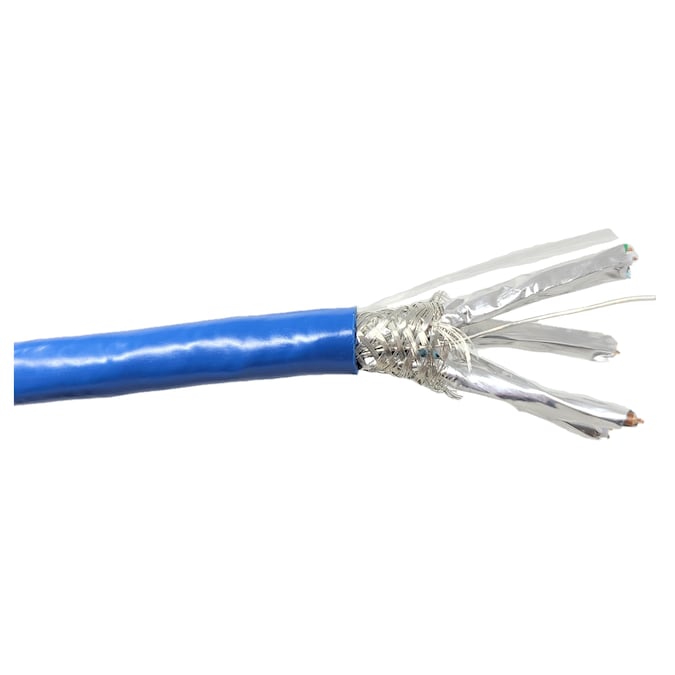 Micro Connectors Shielded 23AWG 250-ft 23 Cat 7 4 Riser Blue Data Cable Bag