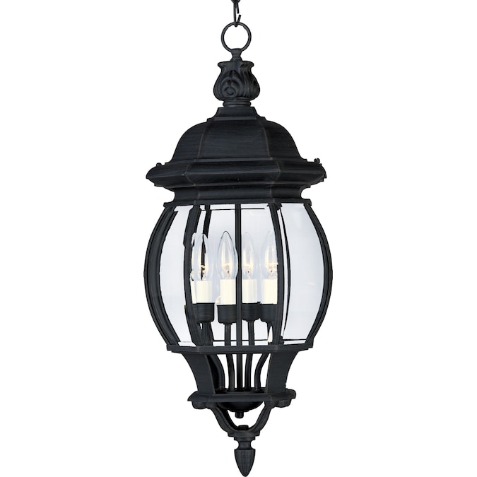 Maxim Lighting Crown Hill 4-Light Black Traditional Clear Glass Urn Medium Outdoor Hanging Pendant Light