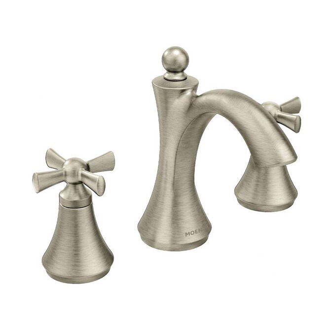 Moen Wynford Brushed Nickel Widespread 2-Handle WaterSense Bathroom Sink Faucet with Drain