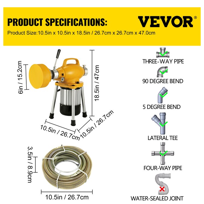VEVOR 110-Volt 2/3-in x 66-ft L Manganese Steel Corded Machine Augers - Image 8