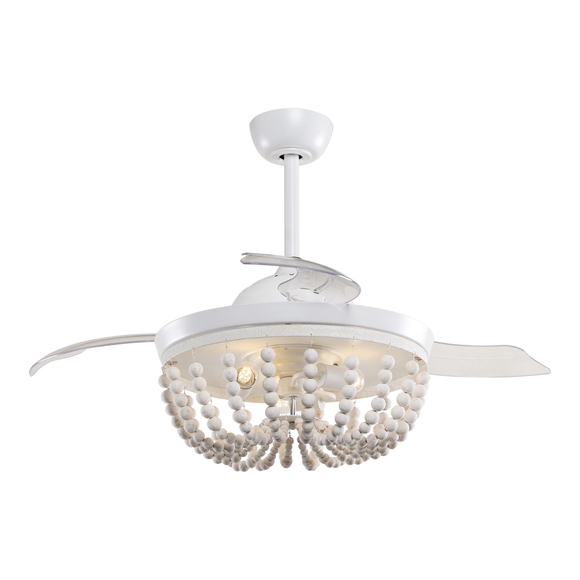 42-in Integrated LED White with Transparent Blades Chandelier Ceiling Fan Without Light - Remote Included ( 3 -Blade )