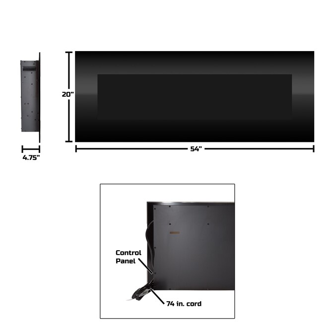 Hastings Home 54-in W Black LED Wall-mount Electric Fireplace with Remote Control Included - Image 8