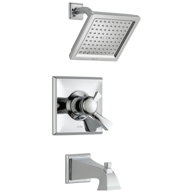 Delta Dryden Chrome 2-handle Single Function Square Bathtub and Shower Faucet