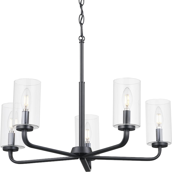 Progress Lighting Cabarro 5-Light Matte Black Transitional Dry rated Chandelier