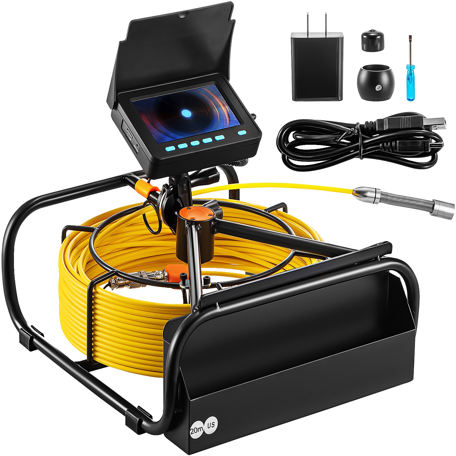 Sewer Camera, 65.6Ft 4.3-in Screen, Pipeline Inspection Camera W/Dvr Function and Snake Cable, Waterproof Ip68 Borescope with LED Lights, Industrial Endoscope For Home Wall Duct Drain Pipe Plumbing