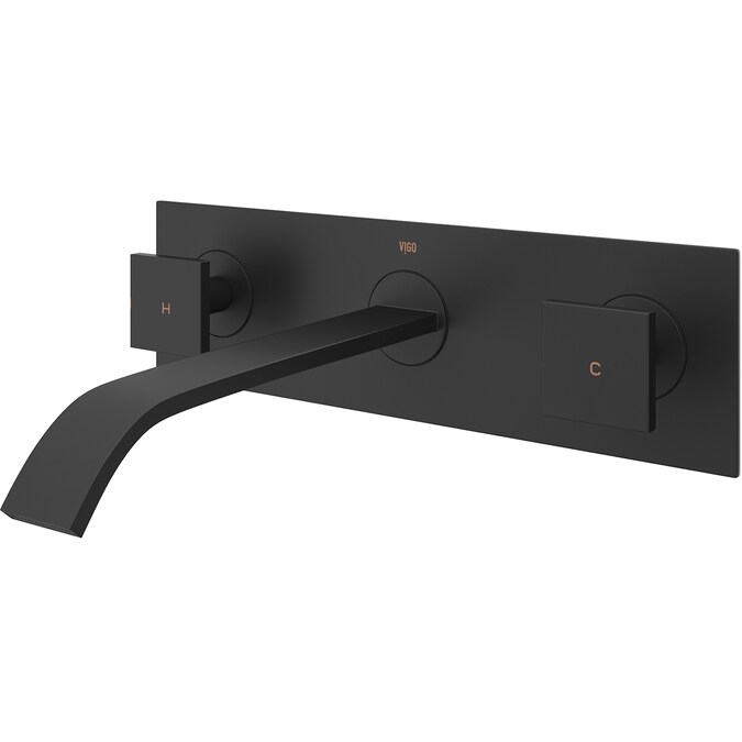 VIGO Titus Matte Black Wall-mount 2-Handle WaterSense Waterfall Bathroom Sink Faucet