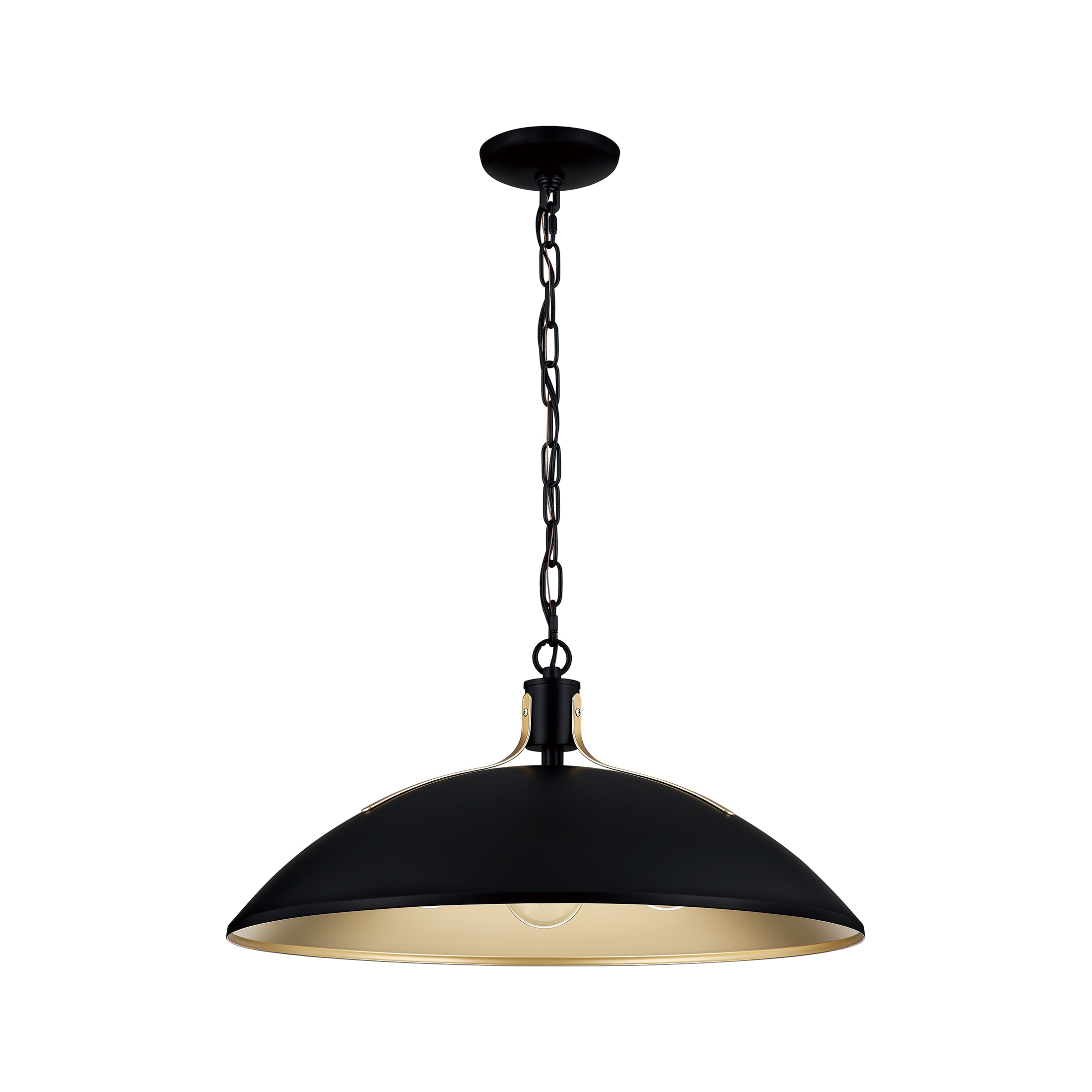 Lassen 3 -Light Matte Black and Nouveau Gold Modern/contemporary Dome Medium Hanging Pendant light - Image 8