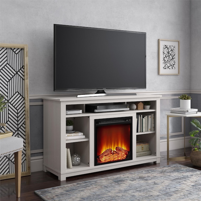 Ameriwood Home 47.6-in W Ivory Pine TV Stand with Fan-forced Flat Wall Electric Fireplace - Image 5