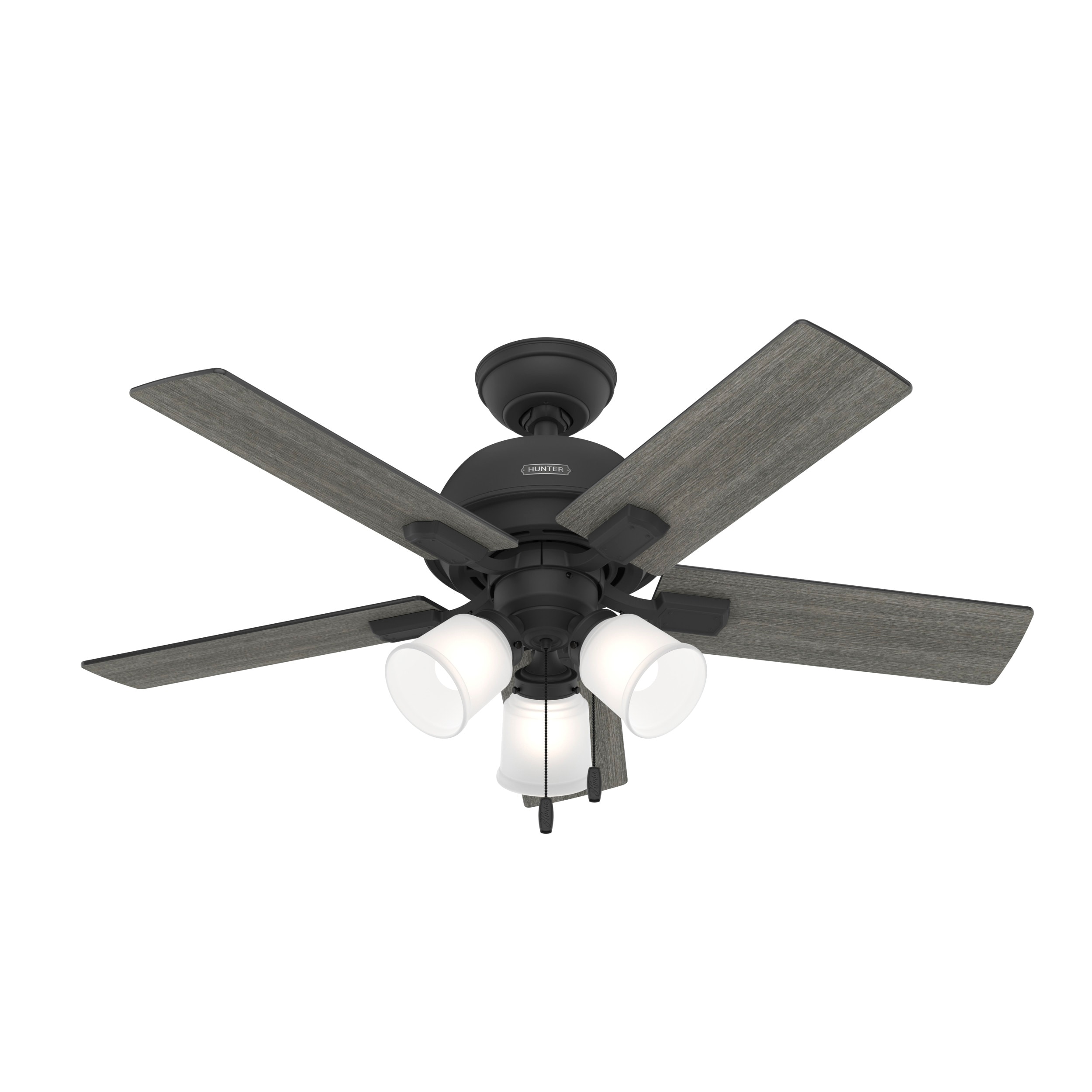 Crystal Peak 44-in Matte Black with Dark Gray Oak Blades Ceiling Fan With Light ( 5 -Blade ) - Image 12