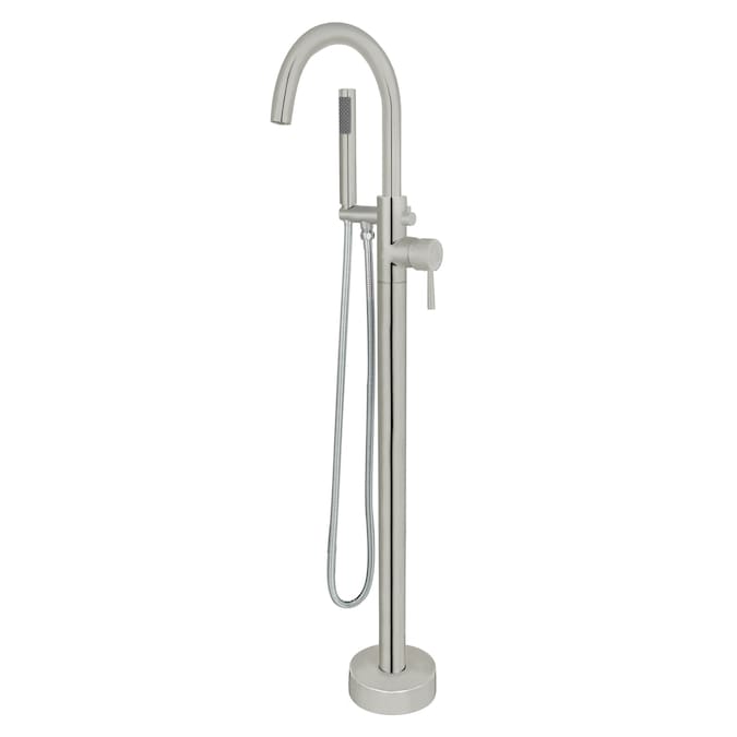 Bellaterra Home Brushed Nickel 1-handle Freestanding High-arc Bathtub Faucet with Hand Shower (Valve Included)