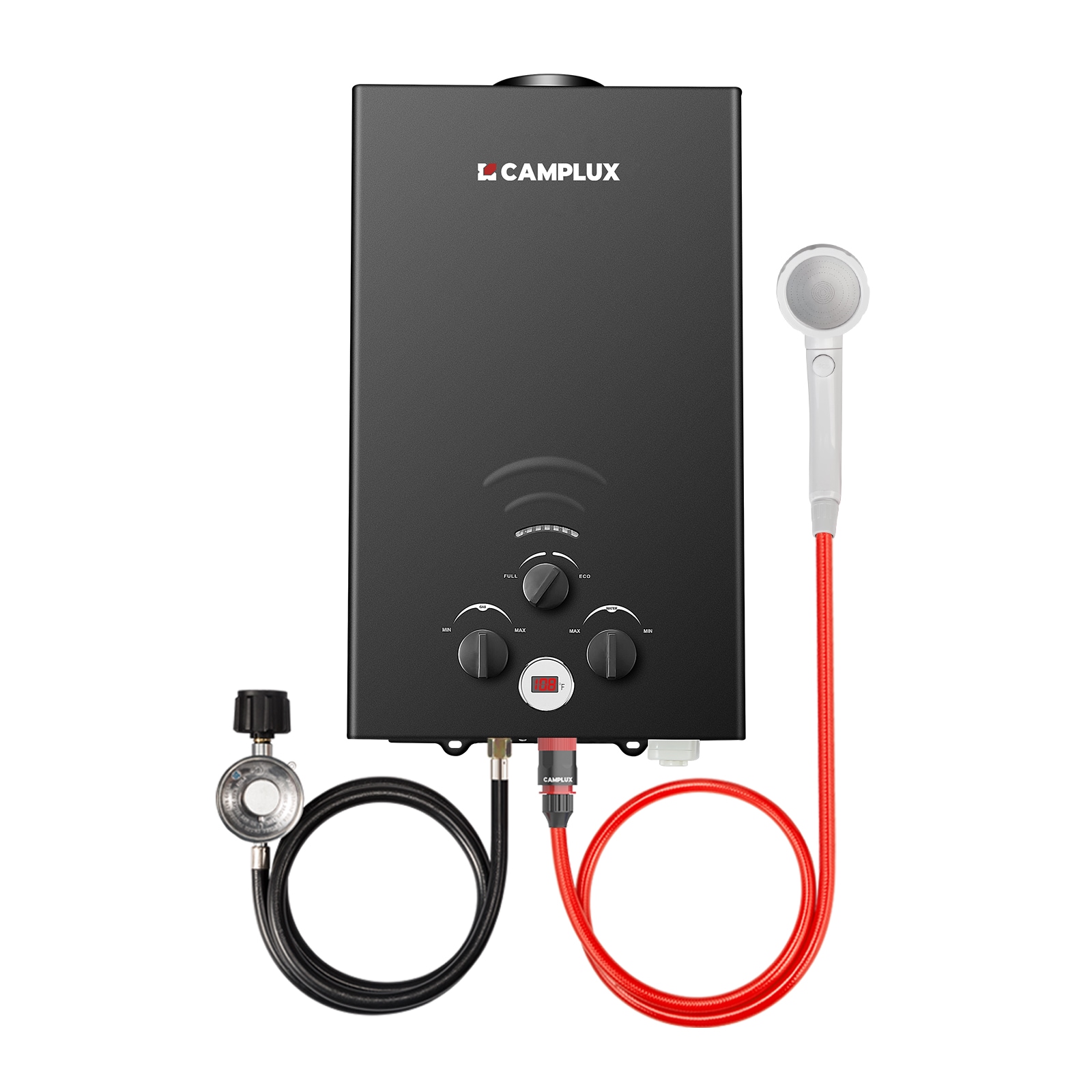 10L 2.64-GPM 68,000-BTU Outdoor Portable Liquid Propane Tankless Water Heater, Black