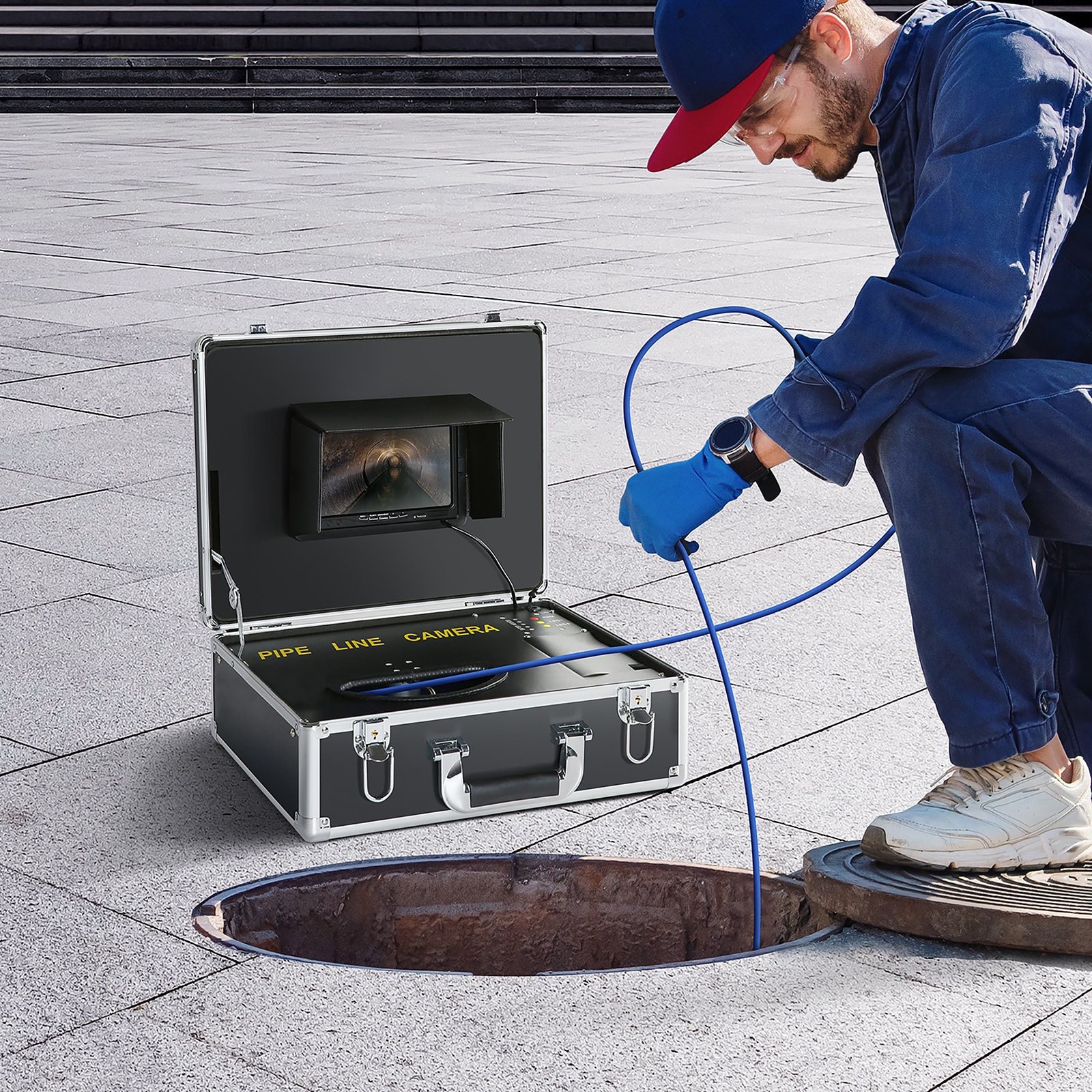 Sewer Camera Pipe Inspection Camera 7-inch 480p Screen Pipe Camera 131ft - Image 2