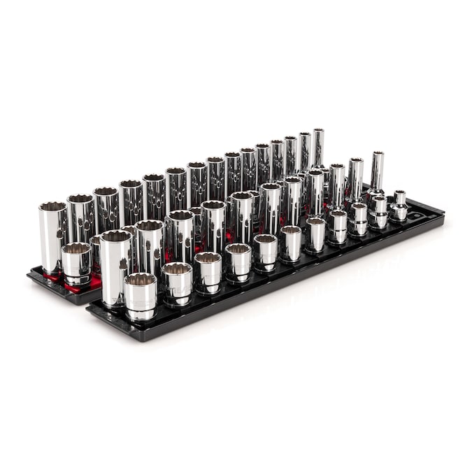 TEKTON 1/2-in Drive Standard (SAE) and Metric Shallow/Deep Socket Set (52-Pieces)