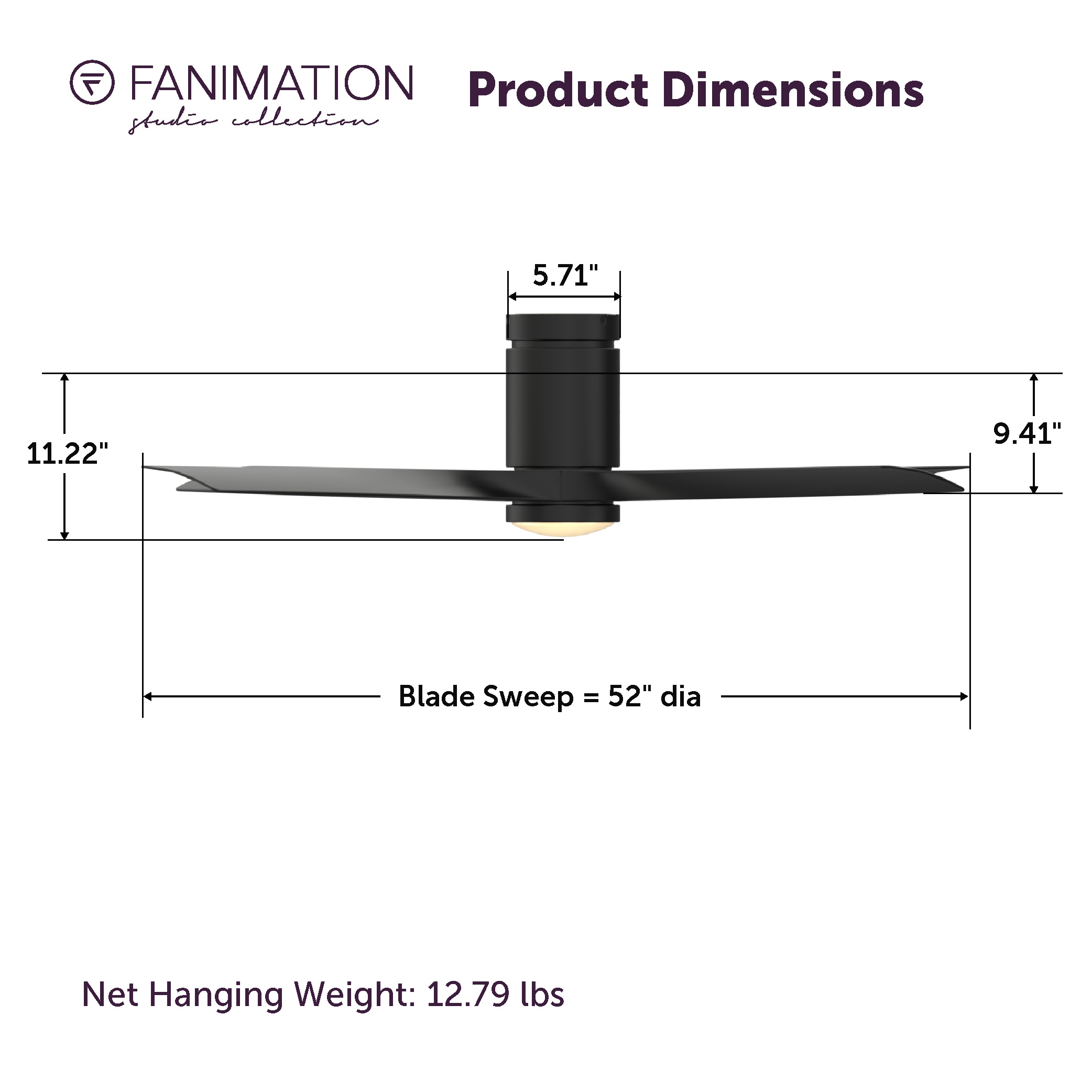 AireFlush 52-in Color-Changing Integrated LED Outdoor Flush Mount Black with Black Blades Ceiling Fan With Light - Remote Included ( 4 -Blade ) - Image 11