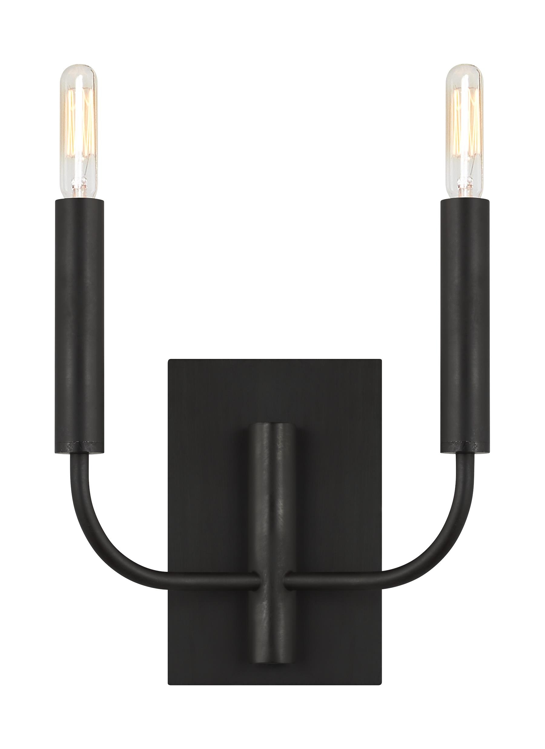 Brianna 11.375-in W 2 -Light Black Mid-century Wall Sconce