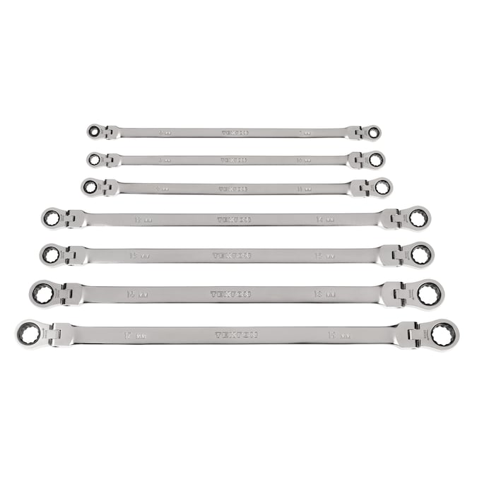 TEKTON 7-Piece Set Metric Flexible Head Ratchet Wrench