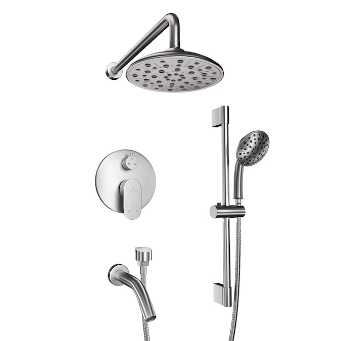 Mondawe Brushed Nickel 8-in Built-In Shower Faucet System with 3-way Diverter (Pressure-balanced Valve Included)