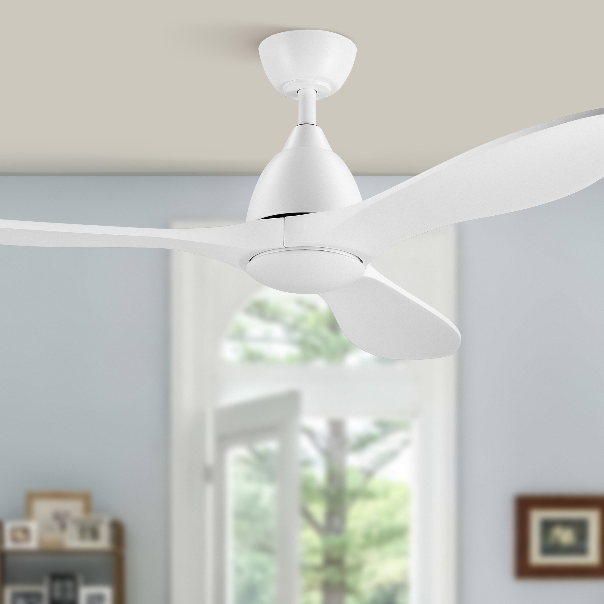 52-in Color-Changing Integrated LED Smart White with White Blades Propeller Ceiling Fan With Light - Remote Included ( 3 -Blade )