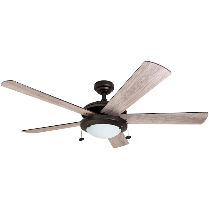 Prominence Home Bolivar 52-in Bronze with Gray Oak/Northern Ebony Blades LED Indoor Ceiling Fan with Light (5-Blade)