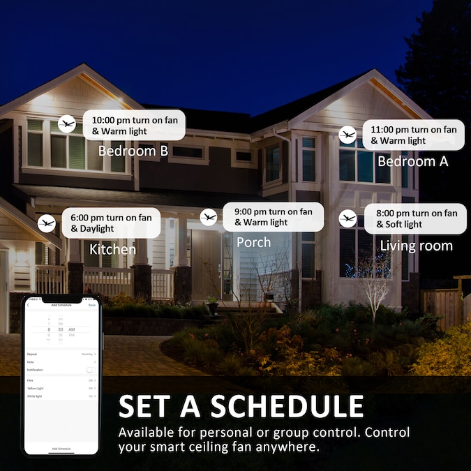 CARRO USA Voyager 52-in Black with Wooden Blades Indoor/Outdoor Flush Mount Smart Ceiling Fan with Light and Remote (5-Blade) - Image 7