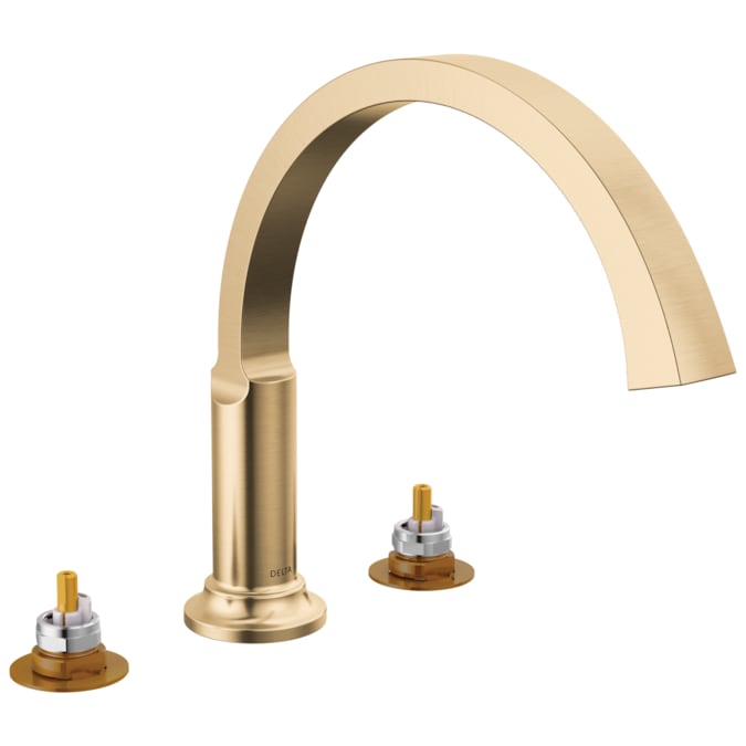 Delta Tetra Lumicoat Champagne Bronze Deck-mount Roman High-arc Bathtub Faucet