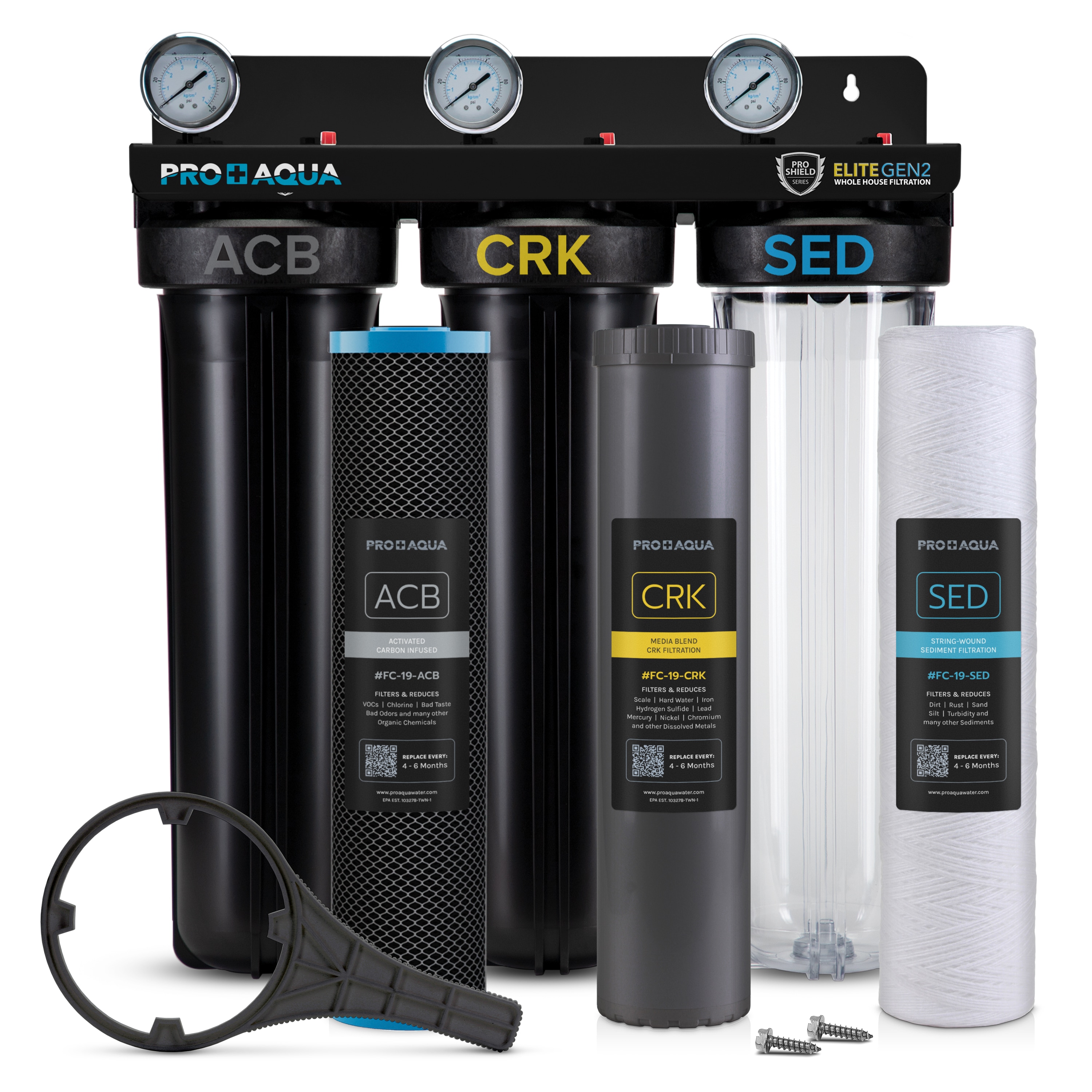 PRO SHIELD Triple-stage 7-GPM Multi-method Well water Whole House Water Filtration System