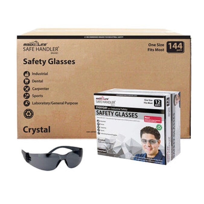 Safe Handler 144-Pack, Crystal Black Polycarbonate Safety Glasses