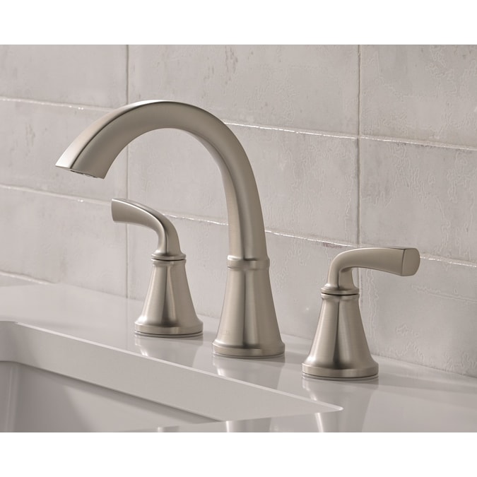Delta Geist Spotshield Brushed Nickel Widespread 2-Handle WaterSense Bathroom Sink Faucet with Drain