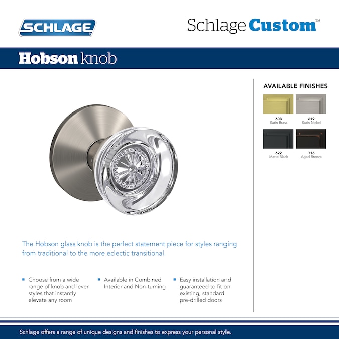 Schlage Custom Hobson- Collins Aged Bronze Interior Bed/Bath Hall/Closet Combined Door Knob - Image 3